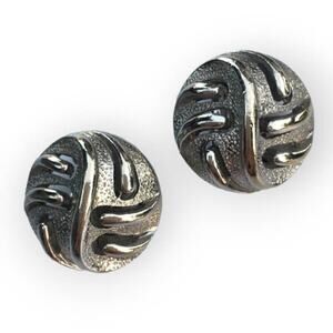Abstract silver tone modernist clip on earrings